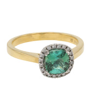 Emerald and diamond ring in 18 carat gold-engagement rings-The Antique Ring Shop