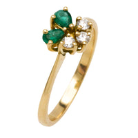 Emerald and diamond ring in 18 carat gold-Vintage Rings-The Antique Ring Shop