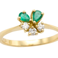 Emerald and diamond ring in 18 carat gold-Vintage Rings-The Antique Ring Shop