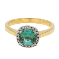 Emerald and diamond ring in 18 carat gold-engagement rings-The Antique Ring Shop