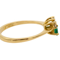 Emerald and diamond ring in 18 carat gold-Vintage Rings-The Antique Ring Shop