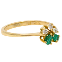 Emerald and diamond ring in 18 carat gold-Vintage Rings-The Antique Ring Shop