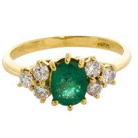 Emerald and diamond ring in 18 carat gold-engagement rings-The Antique Ring Shop