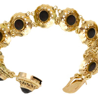 Vintage 14 carat gold link bracelet with garnets-Bracelets-The Antique Ring Shop