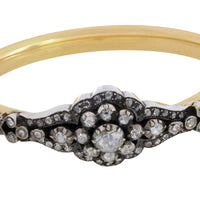 Vintage rose cut diamond bracelet in 14 carat gold and silver