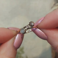 Three stone rose diamond ring in 14 carat gold