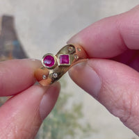 18 karaat gouden ring met robijn en diamant