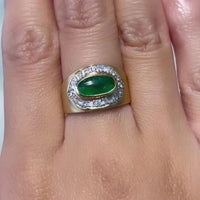 Jade en diamanten ring van 18 karaat goud