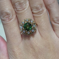 Toermalijn en diamanten cluster ring