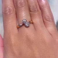 Antieke oud geslepen diamanten toi et moi ring
