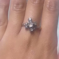 Roosdiamanten ring in 18 karaat goud en zilver