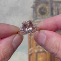 Morganite and diamond ring in 18 carat rose gold