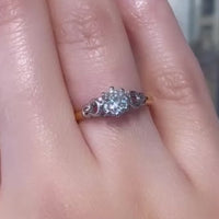 Diamanten solitair ring in platina en goud