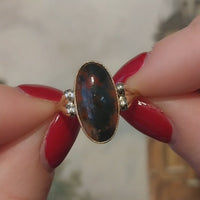 Cabochon mosagaat ring van 14 karaat goud