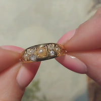 Victorian old cut diamond and pearl ring from 1889