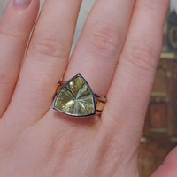 Citroen kwarts ring in wit en geel goud