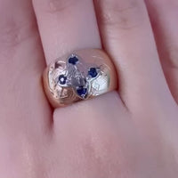 Saffier en diamanten band van 14 karaats goud