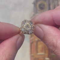 Victorian old mine cut diamond cluster ring