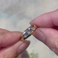 Edwardiaanse saffier en roosdiamanten ring