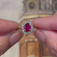 Ruby and diamond ring in 18 carat gold