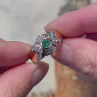 18 karaat gouden ring met smaragd en diamant