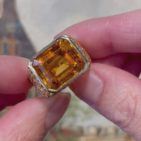 Citrien, geel saffier en diamanten ring