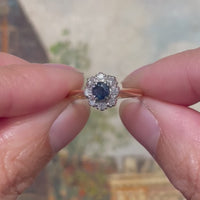 Goud en platina ring met saffier en diamant