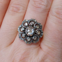 Vintage roosdiamanten ring van zilver en goud