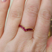 Ruby wish bone ring in 18 carat gold-Vintage Rings-The Antique Ring Shop