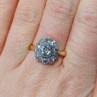 Edwardian old cut diamond cluster ring in 18 carat gold