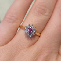 Vintage pink sapphire and diamond ring-engagement rings-The Antique Ring Shop