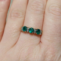 Emerald and diamond ring in 18 carat gold-Vintage Rings-The Antique Ring Shop