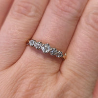 Vintage five stone old cut diamond ring