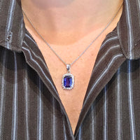 Tanzanite and diamond pendant in white gold