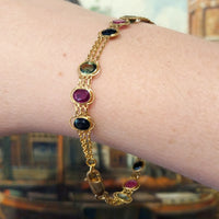 Saffier, robijn en toermalijn armband