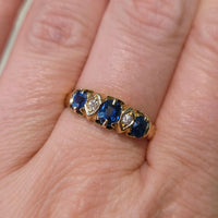Victorian sapphire and diamond ring from 1897-Antique rings-The Antique Ring Shop