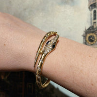 18 carat snake bracelet with diamonds and sapphires-Bracelets-The Antique Ring Shop