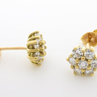 Diamond cluster ear studs in 14 carat gold.-Earrings-The Antique Ring Shop