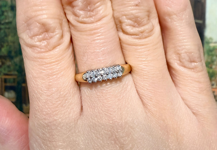 Vintage double row diamond ring-Vintage Rings-The Antique Ring Shop