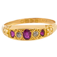 Edwardian ruby and old cut diamond ring from 1913-Antique rings-The Antique Ring Shop
