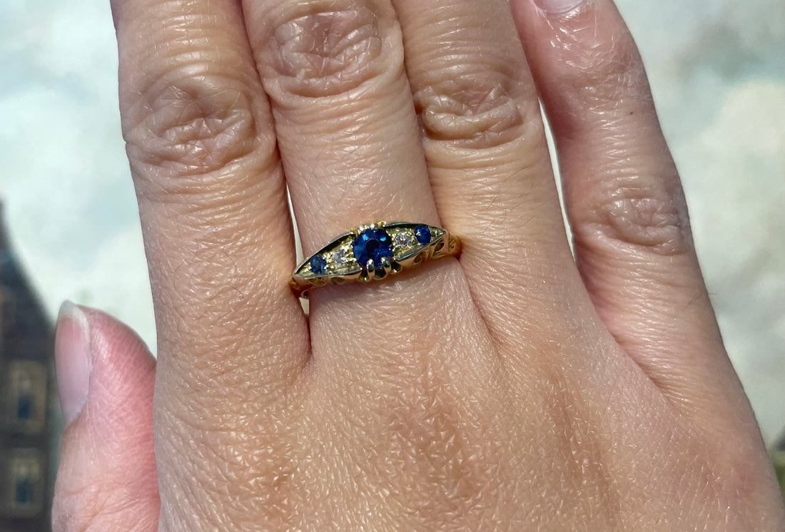 Edwardian sapphire and diamond ring from 1912-Antique rings-The Antique Ring Shop