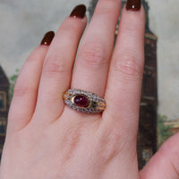 Cabochon ruby and diamond ring-Vintage & retro rings-The Antique Ring Shop