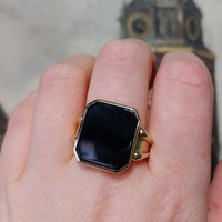 Vintage Dutch gold signet ring with onyx-The Antique Ring Shop