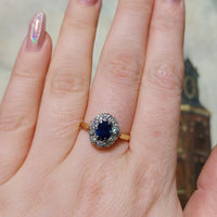 Vintage ceylon sapphire and diamond ring-engagement rings-The Antique Ring Shop