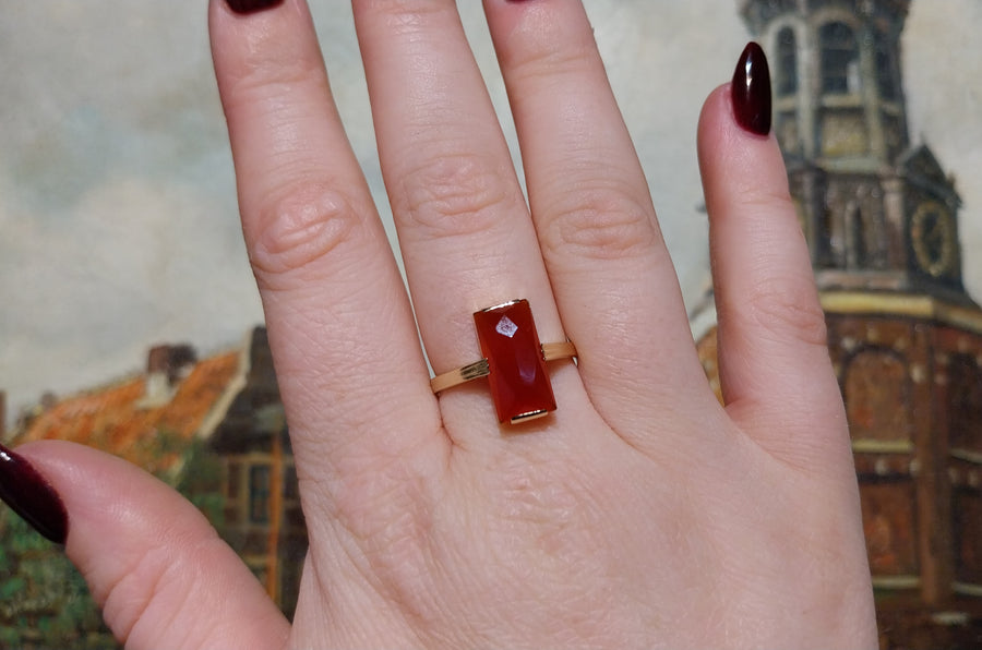 Vintage faceted carnelian ring-Vintage Rings-The Antique Ring Shop