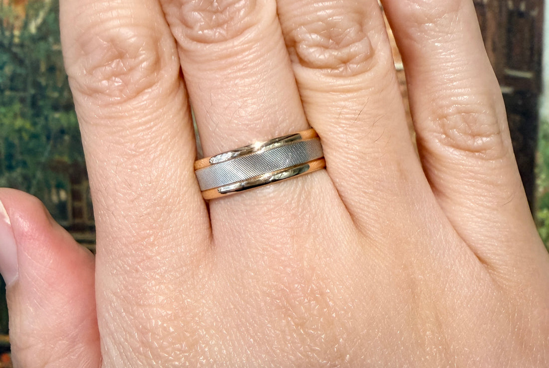 Yellow and white gold wedding band-wedding rings-The Antique Ring Shop