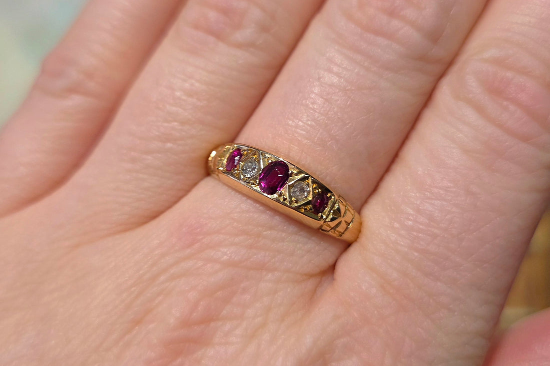 Edwardian ruby and old cut diamond ring from 1913-Antique rings-The Antique Ring Shop