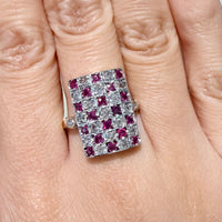 Art Deco ruby and diamond checker board ring-Antique rings-The Antique Ring Shop