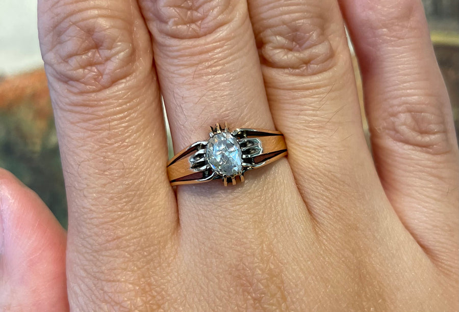 Antique rose diamond Belcher style ring-Antique rings-The Antique Ring Shop