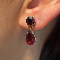 Vintage garnet pendant earrings-Earrings-The Antique Ring Shop